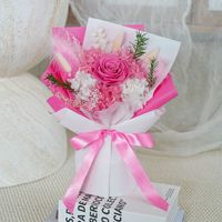 Bouquet de roses éternelles préservées en vase rose et violet, coffret cadeau de fleurs éternelles pour femme, maman, petite amie, amie, Saint-Valentin