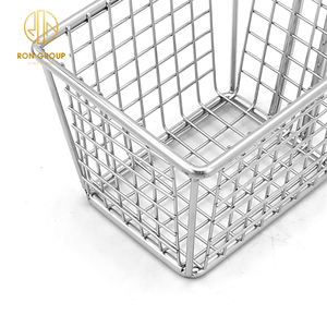 Ristorante rete metallica in acciaio inox che serve Mini <span class=keywords><strong>metallo</strong></span> argento quadrato friggitrice cestino patatine fritte pane snack cestini rete - Product Image 6
