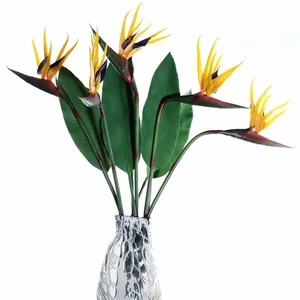 Gran oferta, tallo de flor de pájaro del paraíso Artificial de tacto Real para decoración del hogar, arreglo floral de boda, pegamento suave