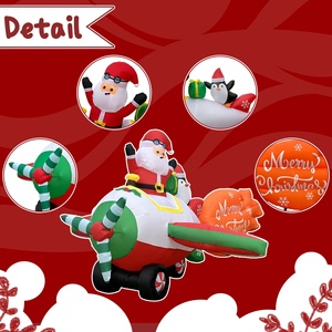 Père Noël pilotant un <span class=keywords><strong>avion</strong></span> avec des pingouins, lumière LED, best-seller transfrontalier, décorations gonflables imperméables pour l'extérieur - Product Image 4
