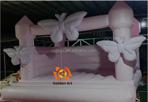 Château gonflable de mariage <span class=keywords><strong>rose</strong></span> romantique <span class=keywords><strong>Trampoline</strong></span> pour enfants décoré d'un arc de petite à moyenne taille en vente - Product Image 6