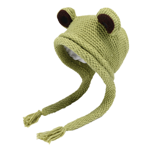 Chapeaux de <span class=keywords><strong>grenouille</strong></span> pour adultes <span class=keywords><strong>Bonnet</strong></span> mignon <span class=keywords><strong>Crochet</strong></span> <span class=keywords><strong>Bonnet</strong></span> tricoté Big Eye Frog Winter Ear Warmer Protective Beanie Hats With Fleece Lined - Product Image 6