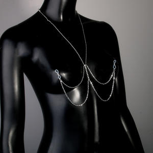 फैशन बॉडी चेन गोल्ड प्लेटेड मल्टीलेयर स्टेनलेस स्टील क्रिस्टल बेली चेन मजेदार राइनस्टोन निप्पल चेन - Product Image 5