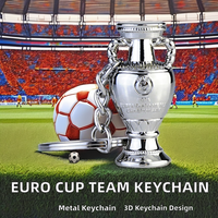Porte-clés en alliage de zinc léger et fait main, découpé à l'emporte-pièce, pour fans de la Coupe d'Europe, avec trophée de l'équipe de football de Paris et de Barcelone, vente en gros de luxe 3D