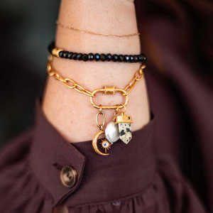 Joyería Bohemia hipoalergénica de acero inoxidable DIY pequeño colgante collar pulsera sol Luna incrustaciones circón piedra cadena collar - Product Image 6