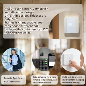 Tuya Alexa Google WIFI Thermostat pour chauffage au sol chaud maison avec bande de bordure détachable à écran tactile LED ultra-mince - Product Image 2