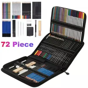 72 Piece Kit Sketch Pencils and Colored Pencils Art Set, Ideal Gift for Beginners & Pro Artists Drawing Art