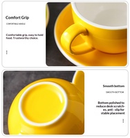 Mug à café en céramique à bord blanc de 350 ml, grande capacité, couleur unie, design minimaliste nordique, tasse à latte art et cappuccino avec soucoupe