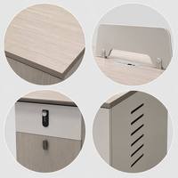Poste de travail de bureau moderne modulaire pour 2 personnes avec écran de confidentialité, tiroir de rangement à serrure électronique et clavier intégré en bois