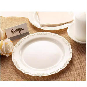 Ensemble de <span class=keywords><strong>vaisselle</strong></span> <span class=keywords><strong>jetable</strong></span> en porcelaine européenne, assiettes en <span class=keywords><strong>plastique</strong></span> pour mariage, 7,5/9/10,25 pouces, <span class=keywords><strong>vaisselle</strong></span> en <span class=keywords><strong>plastique</strong></span> <span class=keywords><strong>dur</strong></span> à dentelle pour fêtes et mariages - Product Image 3