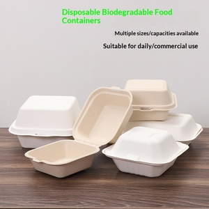 Boîte à burger carrée en <span class=keywords><strong>pulpe</strong></span>, conteneur jetable pour gâteaux bento, emballage à emporter pour desserts, boîte à lunch pique-nique, boîte alimentaire biodégradable - Product Image 2