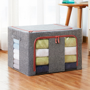 Clothing storage box organizer clothes Storage Bag Clear Window Zipper Non Woven Fabric Clothes Organizer Basket With Handles