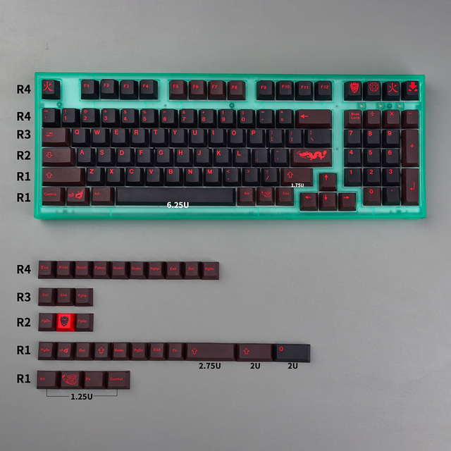 GMK Red Dragon Theme 129keys PBT Dye Sublimation Cherry Profile Keycaps Set for Mechanical Keyboard