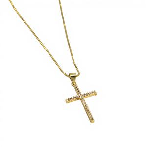 NZ1522 Dainty Simple Thin 18k glod plaqué zircon CZ pavé de croix chrétienne Pendentif Chaîne Colliers religion pour <span class=keywords><strong>la</strong></span> - Product Image 4