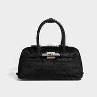 Sac à main de luxe pour femme en fausse fourrure, sac bowling avec fermoir rotatif, poignée en cuir roulé, sac à bandoulière et sacoche