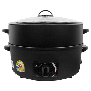 HANABISHI กระทะไฟฟ้าอเนกประสงค์และหม้อนึ่งฝาแก้ว 1000W ความจุ 2.5 ลิตรสำหรับตั้งแคมป์กลางแจ้งปิกนิกใช้ในครัวเรือน HTP-360S - Product Image 1