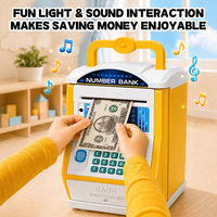 Tirelire ATM en plastique pour enfants avec déverrouillage électronique par empreinte digitale et fonction sonore – Cadeau éducatif pour l'financialisation des enfants