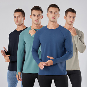 Maglietta da Corsa RUIQUWIN per <span class=keywords><strong>Uomo</strong></span> Primavera-Autunno, Asciugatura Rapida, Alta Elasticità, Collo Tondo, Traspirante, Assorbe l'Umidità, Top Atletico per <span class=keywords><strong>Fitness</strong></span> - Product Image 4