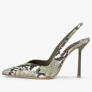 Sandales personnalisées grande taille 46 pour femme, à bride arrière, talons hauts fins, motif serpent, escarpins slingback, chaussures de cérémonie à coupe large - Product Image 2