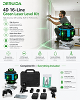 DERUIDA Niveau laser vert 4D 16 lignes 360° auto-nivelant télécommandé haute précision portable pour la construction et le carrelage