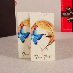 Étiquette suspendue en papier lin avec logo imprimé, cordon en coton et épingle de sûreté - Product Image 1