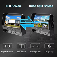 Moniteur DVR à écran quadruple étanche de 7 pouces avec vision nocturne et caméra de recul HD 4 canaux pour semi-remorque, caravane, voiture