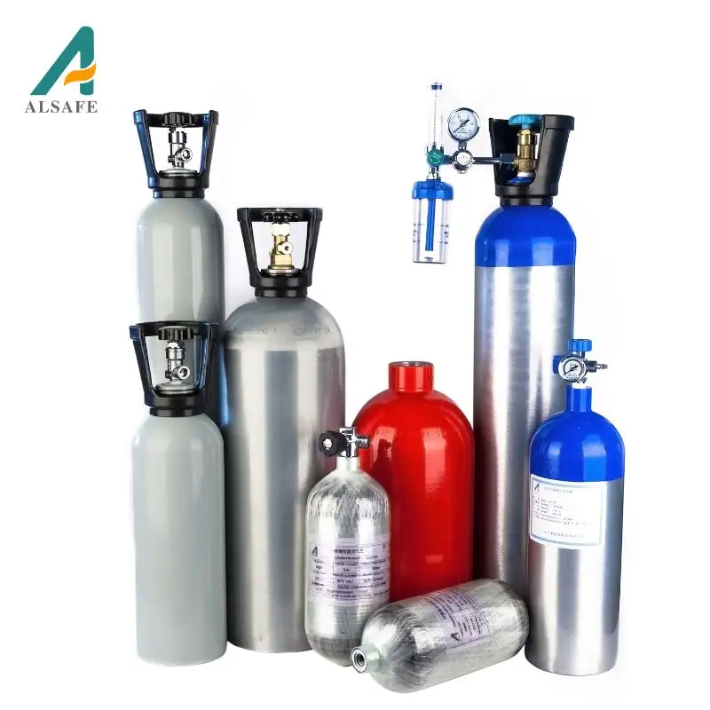 Alsafe Competitive Hot Product oxygen Gas Cylinder 15l 20l Aluminum Seamless Co2 Cylinder With Handle Co2 Tank