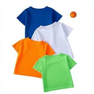 Sports Summer Printed Short Sleeve O-Neck T-Shirt for Boys Quick Dry Casual Jersey 100% Polyester Green Orange White Blue - Product Image 2