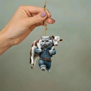 Colorful Cat <b>Fox</b> Acrylic Pendant Cute Animal Car Hanging <b>Ornament</b> Bag Charm Custom Logo Wholesale Auto Gift Decoration - Product Image 6