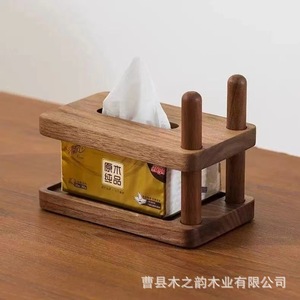 Wooden Tissue Box Holder Natural Color 20x12x17.5cm Square Modern Design Free <b>Standing</b> For Living Room Bedroom Bathroom - Product Image 2