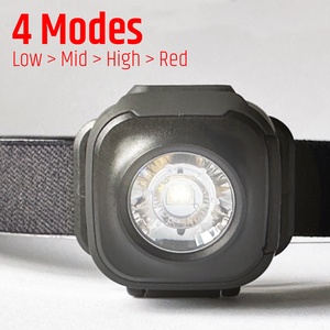 Linterna Frontal Recargable Tipo-C de 200 Lúmenes IPX4 90 °   Linterna Frontal Pivotante de 4 Modos con Luz Roja para Camping, Senderismo y Correr - Product Image 4