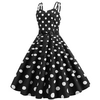 Déguisement Carnaval Années 50 60 Femme, Robe à Pois Style Années 50 avec Jupon de 65cm, Tenue Sexy Cosplay Vintage pour Halloween