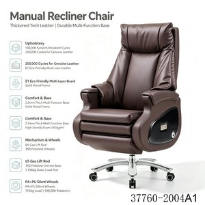 Ergonomic Executive <b>Office</b> <b>Chair</b> PU/Cowhide Leather Chrome Base <b>Swivel</b> Recliner 37760-2004A1 - Product Image 4