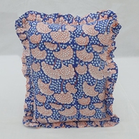 Housse de coussin en coton botanique audacieux avec bordure à volants, coussin décoratif pour chambre et canapé