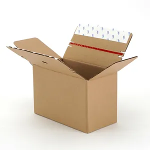 天然棕色牛皮纸运输盒拉链拉开电子商务包装三壁纸板纸箱