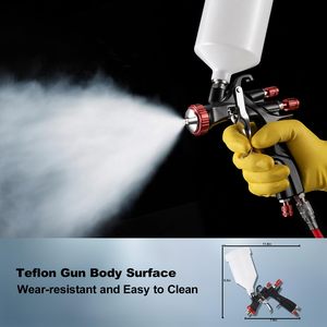 Pistolet de pulvérisation A610 LVLP avec buses de 1,3/1,4/1,7 mm, régulateur d'air, <span class=keywords><strong>gobelet</strong></span> de 20 oz pour la peinture automobile, les meubles, la maison, le vernis - Product Image 3