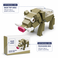 Set de 84 Bloques de Construcción de Jabalí Luminosos Personalizados, Modelo Animal 3D DIY con Parte Trasera Brillante, Ladrillos STEM, Juguete OEM de Marca Privada