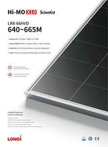 Longi โมดูลพลังงานแสงอาทิตย์ชนิดโมโนคริสตัลไลน์ชนิด N X10สูง640วัตต์650วัตต์660วัตต์สำหรับสถานีไฟฟ้า - Product Image 2