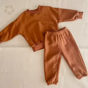 Organic cotton baby sweatshirt and jogger eco friendly toddler boys clothing sets sustainable toddler pullover and sweatpants