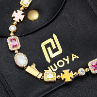 Collier chaîne personnalisé 10 mm avec pierres CZ géométriques arc-en-ciel, multicolore, croix, rondes, ovales, en pierres synthétiques, pour femmes et hommes