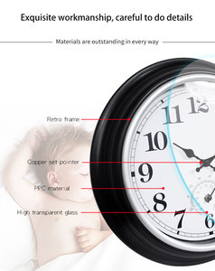 12-inch ngoài trời không thấm nước cổ điển Đồng hồ treo tường với nhiệt kế tùy chỉnh trang trí nội thất thạch anh Đồng hồ treo tường - Product Image 3