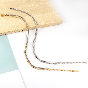 Chaînes de cheville tendance en acier inoxydable, motif flocon de neige, double couche, bijoux de plage pour femme, ornements de pied au design géométrique AN10910BG - Product Image 3