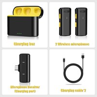 Set Mikrofon Komputer Dinamis Nirkabel Portabel dengan Mikrofon Lavalier, Pengambilan Suara 360 Derajat, Peredam Kebisingan, dan Kontrol Reverb