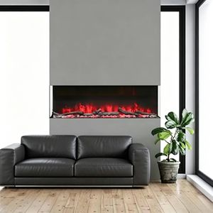 Chimenea Eléctrica Decorativa de Pared con Espejo, Llama LED 3D y Lecho de <span class=keywords><strong>Brasas</strong></span> para Habitación - Product Image 1