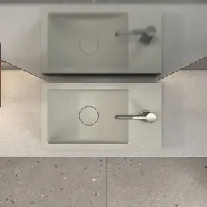 Çin toptan Modern tasarım gri taşınabilir beton banyo havzası banyo duvara monte mini beton lavabo