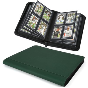 Factory Price Custom High Quality Luxury PU <b>Material</b> 4 Pockets Trading Card Binder Business Cards <b>Storage</b> Display Zipper Closure - Product Image 5