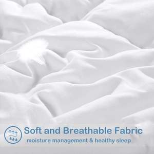Doudoune alternative matelassée douce en duvet pour toutes les saisons, insert de <span class=keywords><strong>couette</strong></span> réversible avec onglets d'angle, hiver été chaud <span class=keywords><strong>et</strong></span> moelleux - Product Image 4