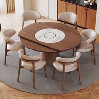 Table et chaises rondes pliables et extensibles de style minimaliste, adaptées aux appartements, hôtels et restaurants