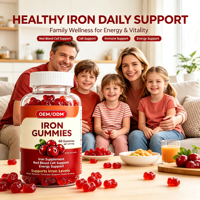 Complément Alimentaire Quotidien de Fer en Gummies Saveur Fraise – 60 Unités, Cure de 1 Mois, Apport Minéral Quotidien