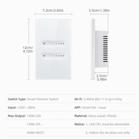 Variateur d'intensité lumineuse Tuya WiFi US, style encastré, contrôleur intelligent pour la maison, compatible avec les ampoules LED/CFL/INCFC, compatible avec Alexa et Google Home